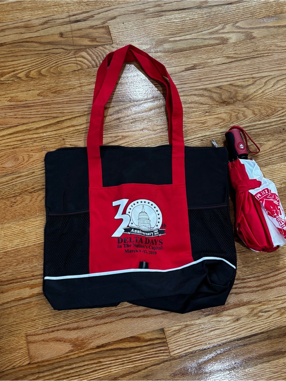 Delta Sigma Theta Tote Bag & Umbrella Set Red Black Delta Days 2019